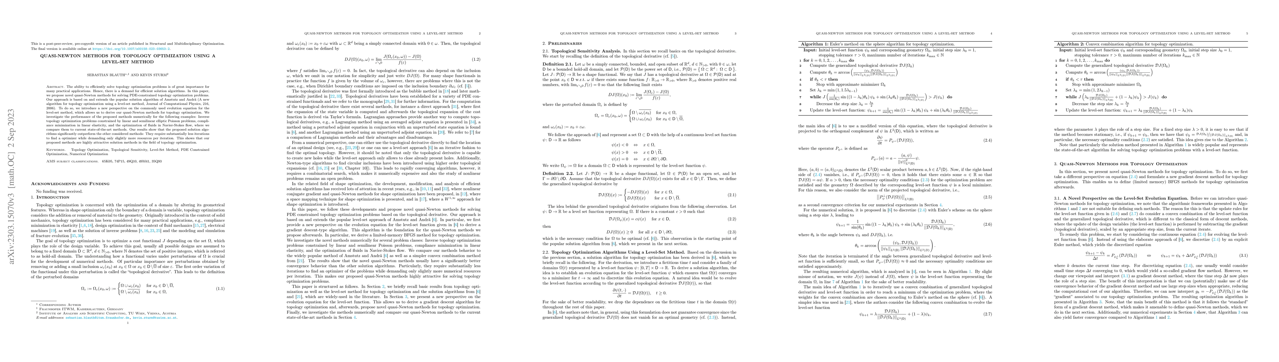 Thumbnail for Quasi-Newton Methods for Topology Optimization Using a Level-Set Method