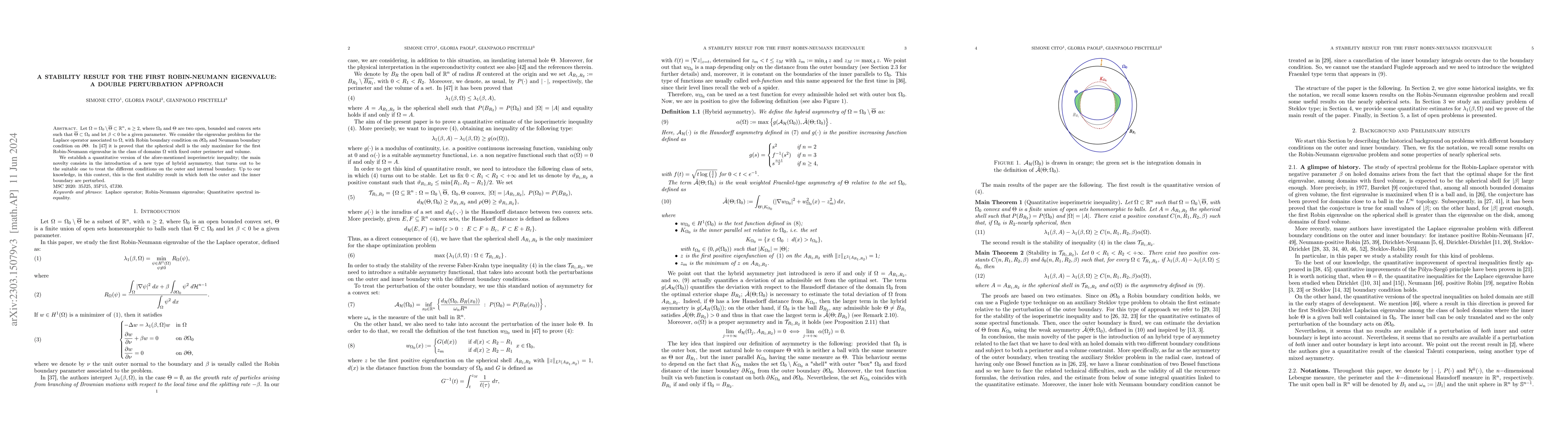 Thumbnail for A stability result for the first Robin-Neumann eigenvalue: A double
  perturbation approach