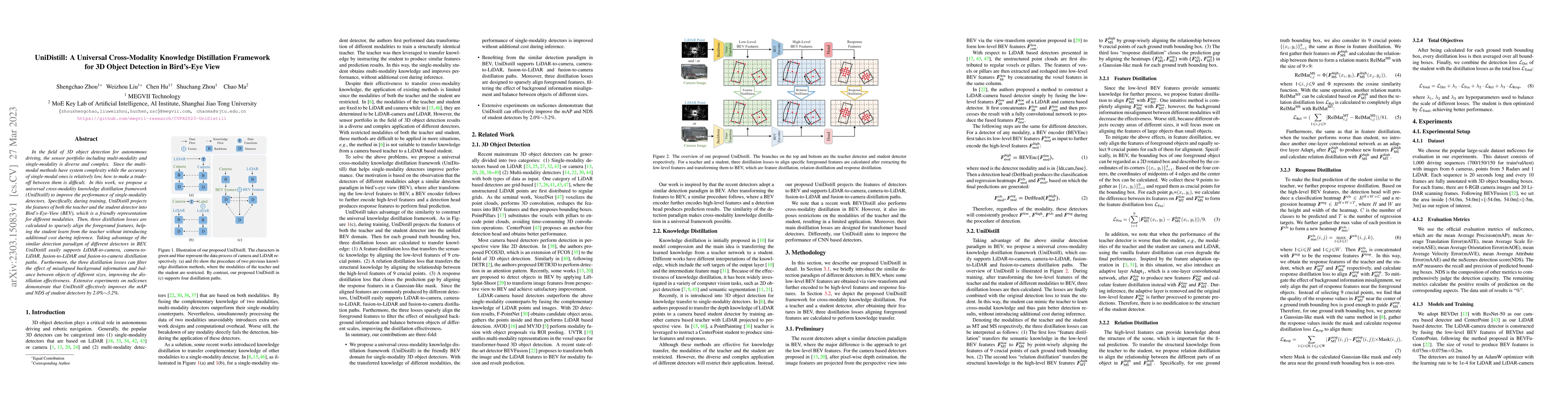 Thumbnail for UniDistill: A Universal Cross-Modality Knowledge Distillation Framework
  for 3D Object Detection in Bird's-Eye View