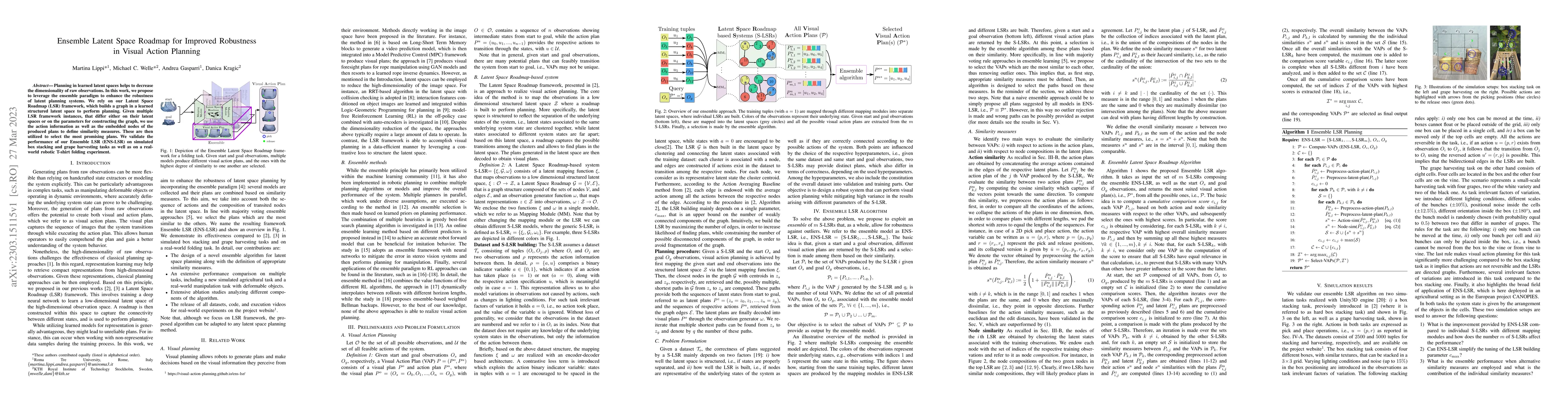 Thumbnail for Ensemble Latent Space Roadmap for Improved Robustness in Visual Action
  Planning