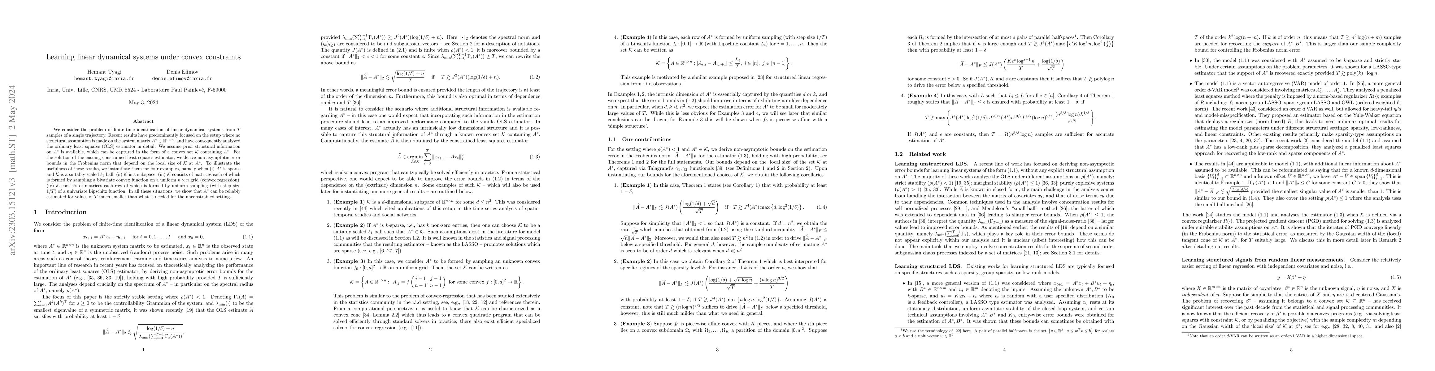 Thumbnail for Learning linear dynamical systems under convex constraints