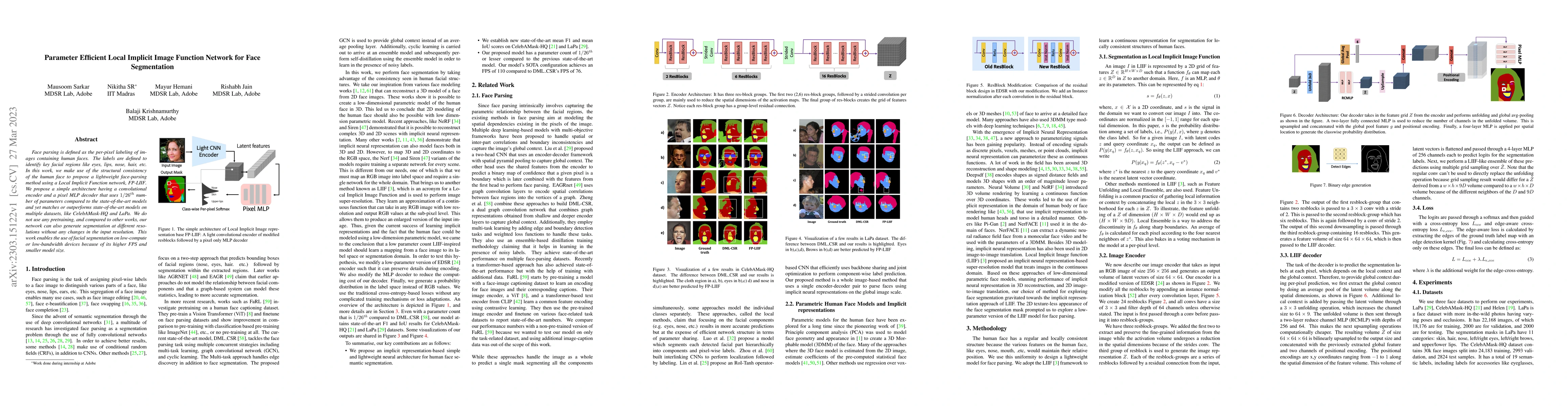 Thumbnail for Parameter Efficient Local Implicit Image Function Network for Face
  Segmentation