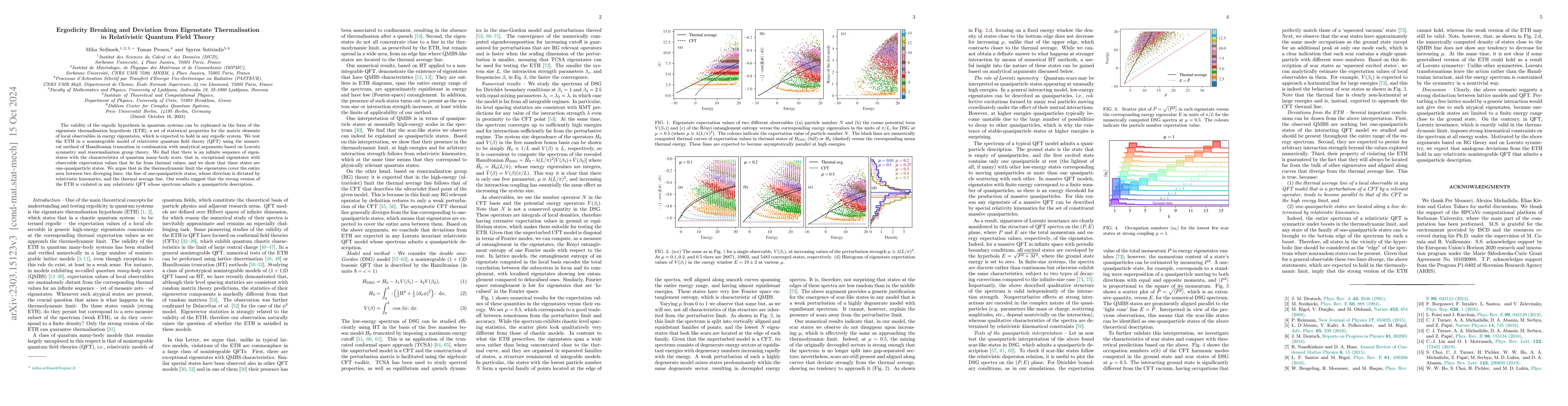 Thumbnail for Ergodicity breaking and deviation from Eigenstate Thermalisation in
  relativistic QFT