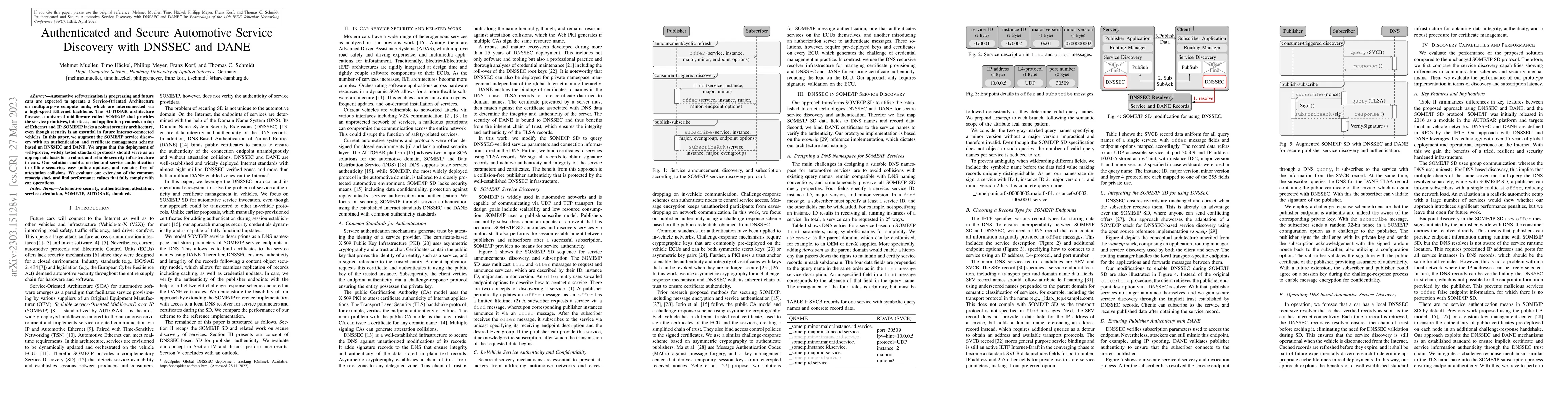 Thumbnail for Authenticated and Secure Automotive Service Discovery with DNSSEC and
  DANE