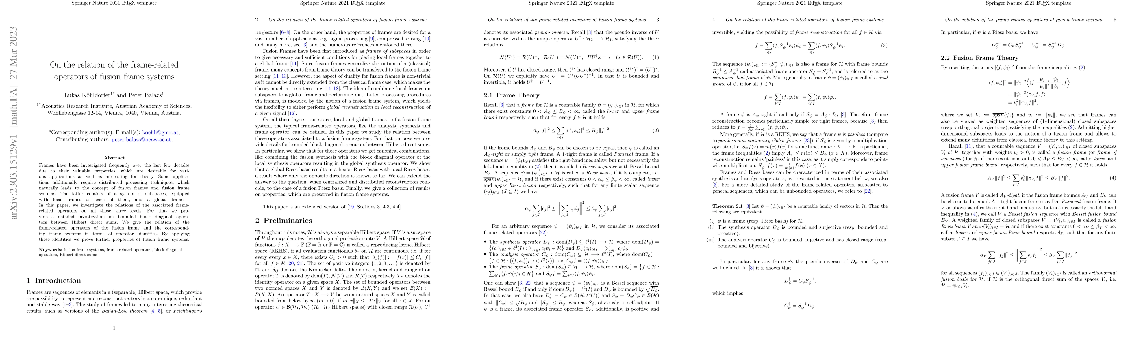 Thumbnail for On the relation of the frame-related operators of fusion frame systems