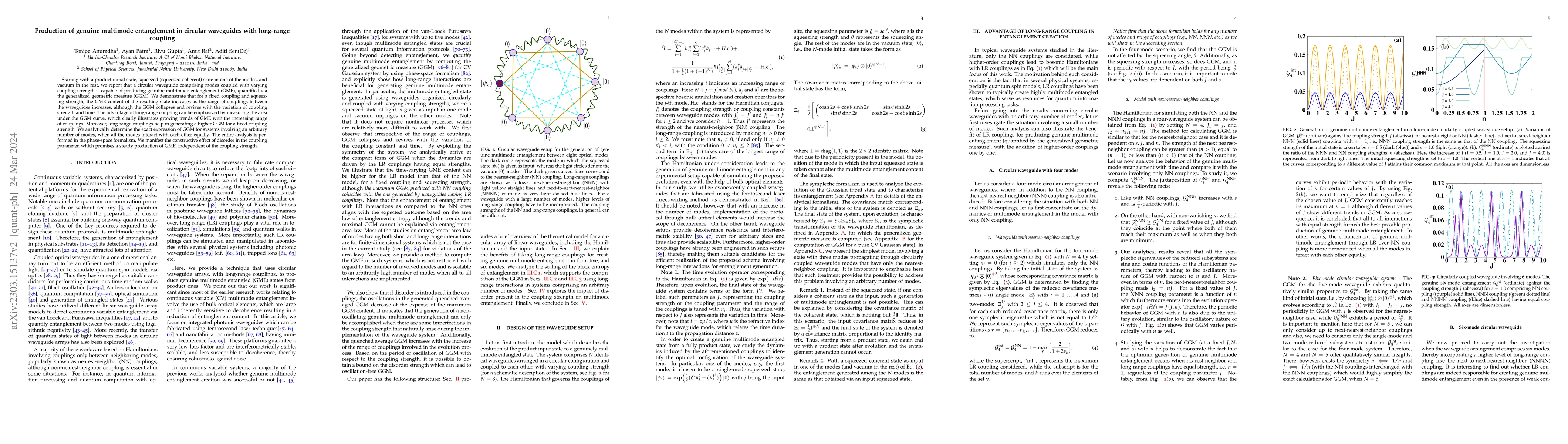 Thumbnail for Production of genuine multimode entanglement in circular waveguides with
  long-range interactions