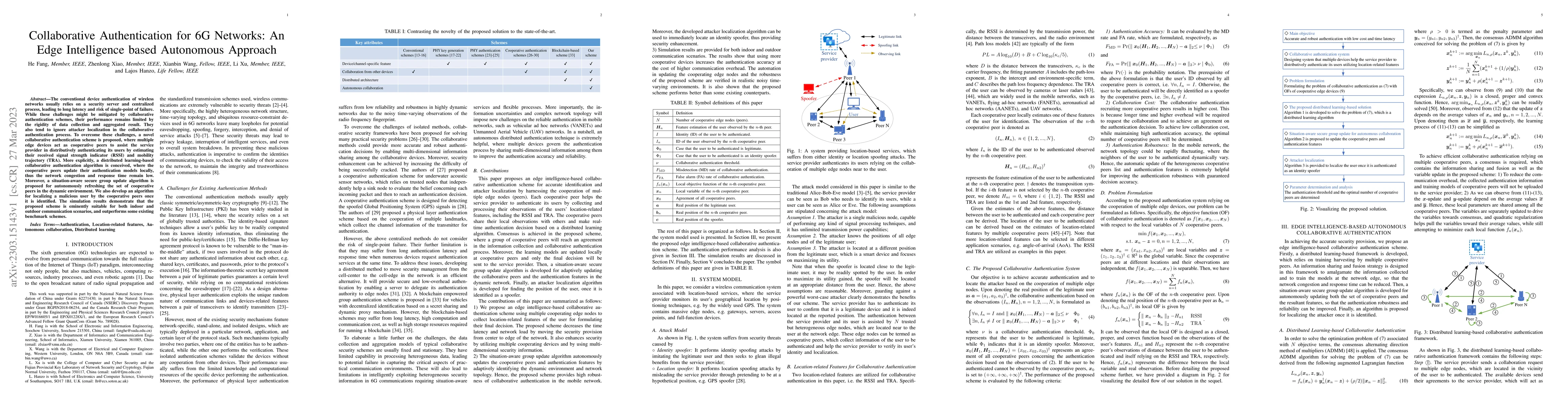 Thumbnail for Collaborative Authentication for 6G Networks: An Edge Intelligence based
  Autonomous Approach