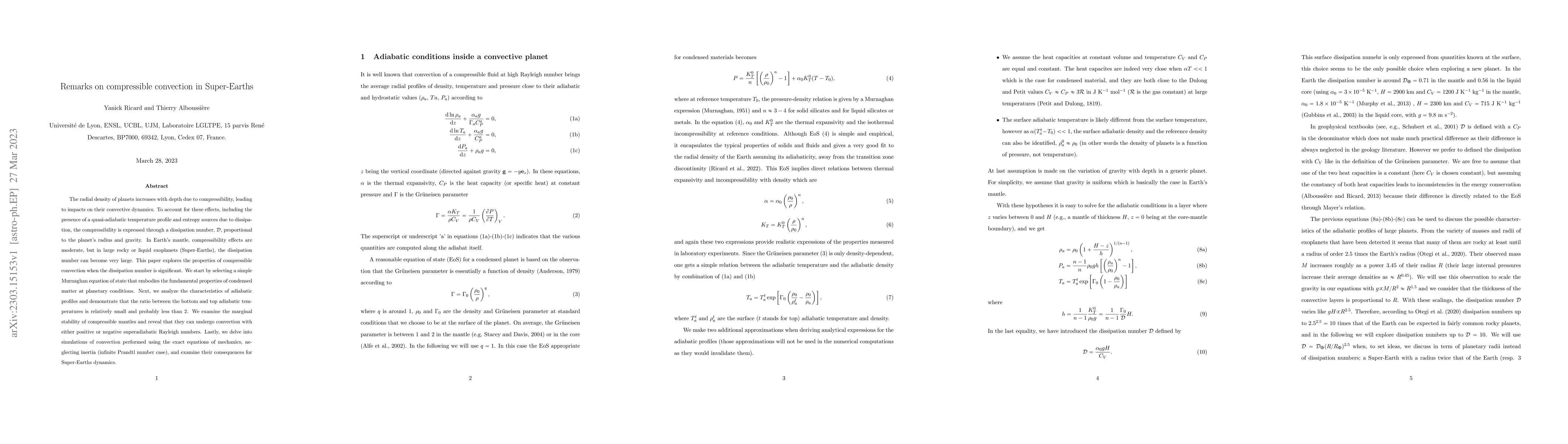 Thumbnail for Remarks on compressible convection in Super-Earths