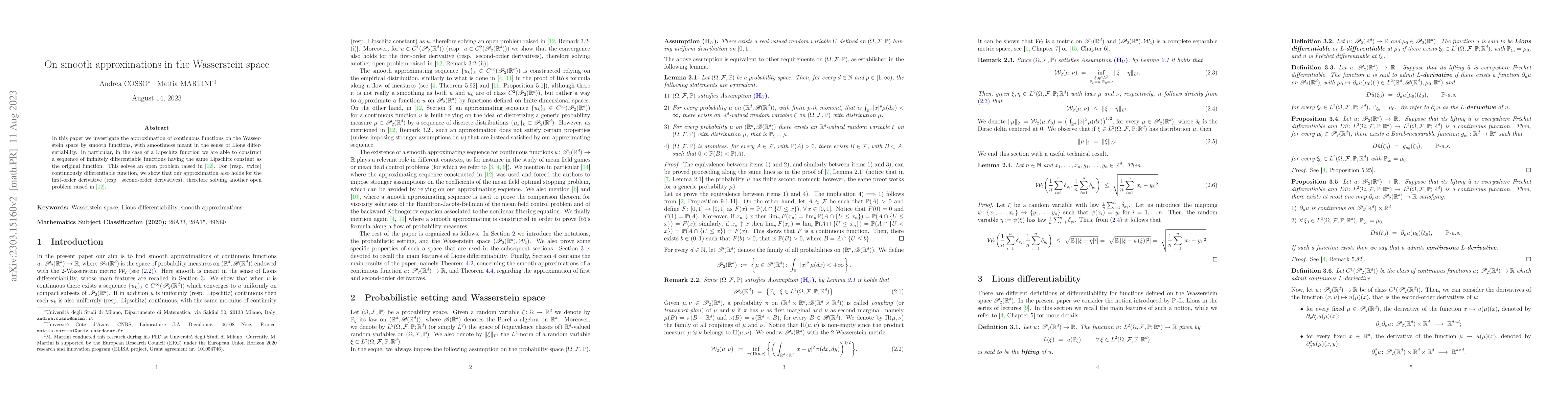 Thumbnail for On smooth approximations in the Wasserstein space