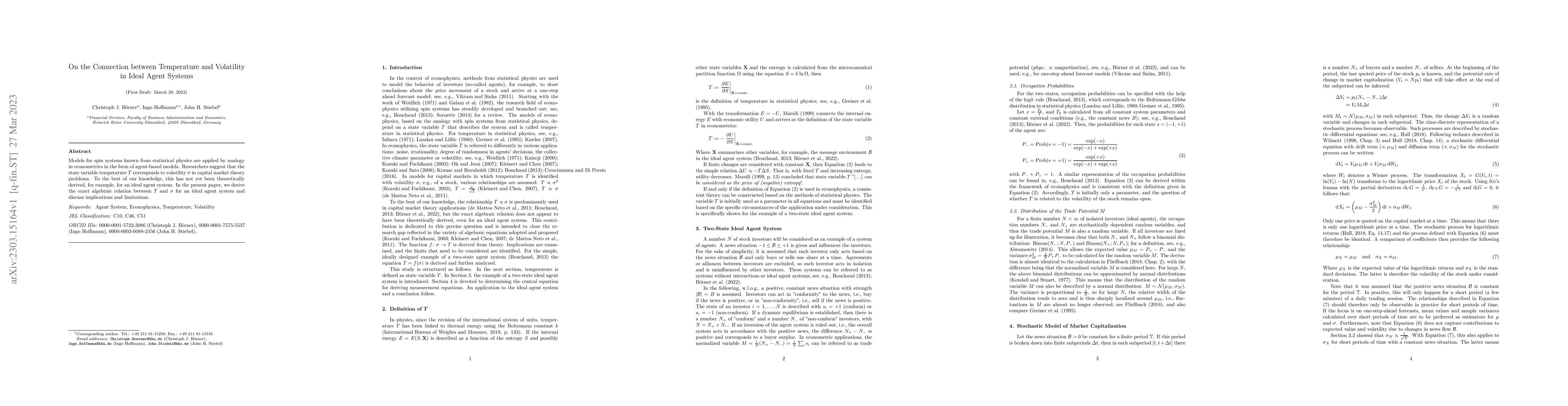 Thumbnail for On the Connection between Temperature and Volatility in Ideal Agent
  Systems