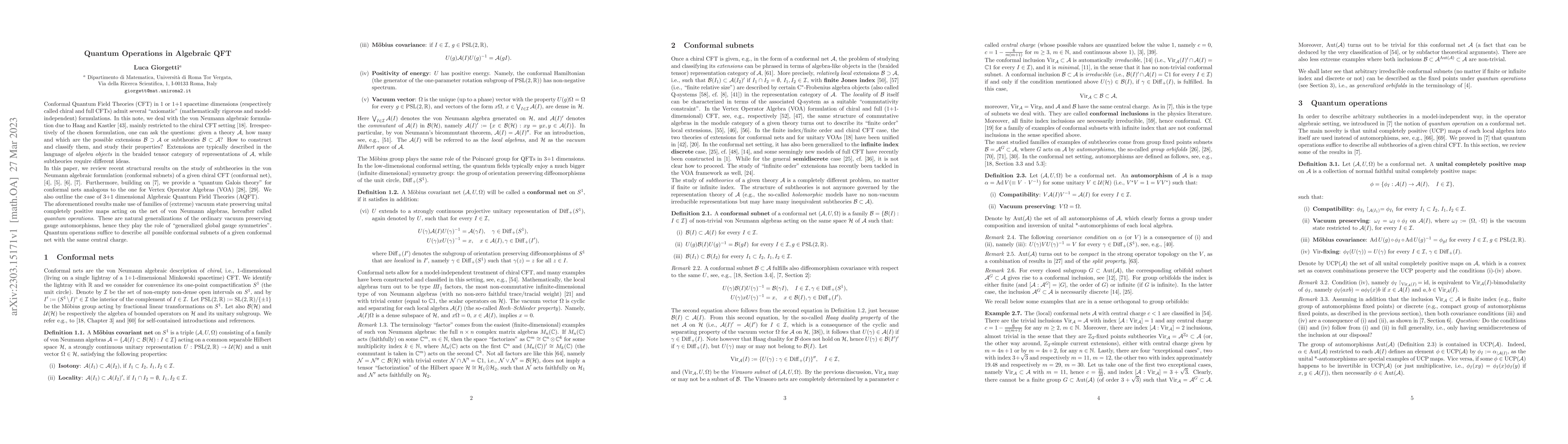 Thumbnail for Quantum Operations in Algebraic QFT