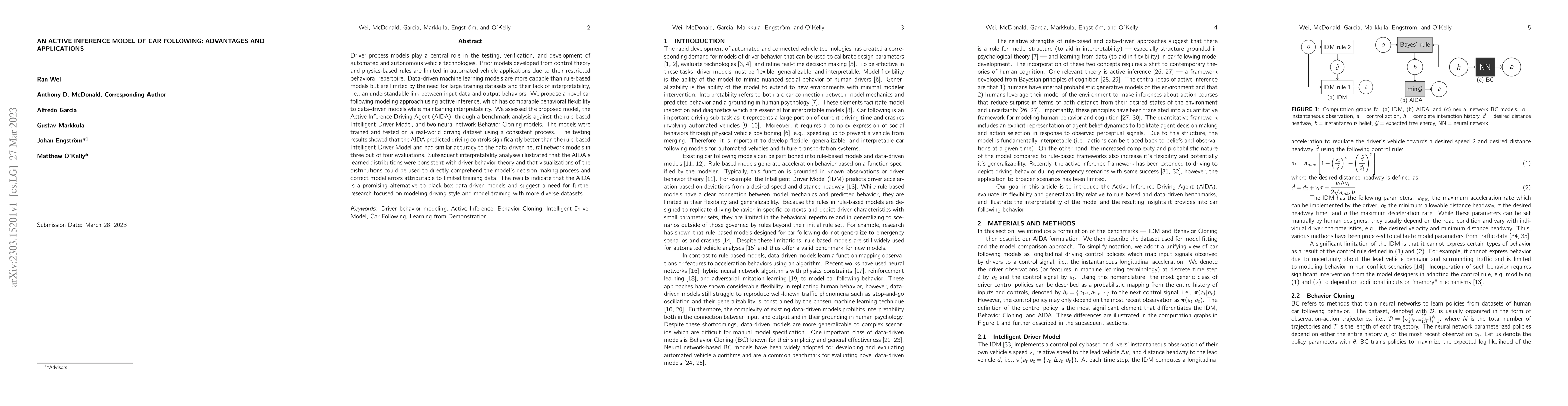Thumbnail for An active inference model of car following: Advantages and applications