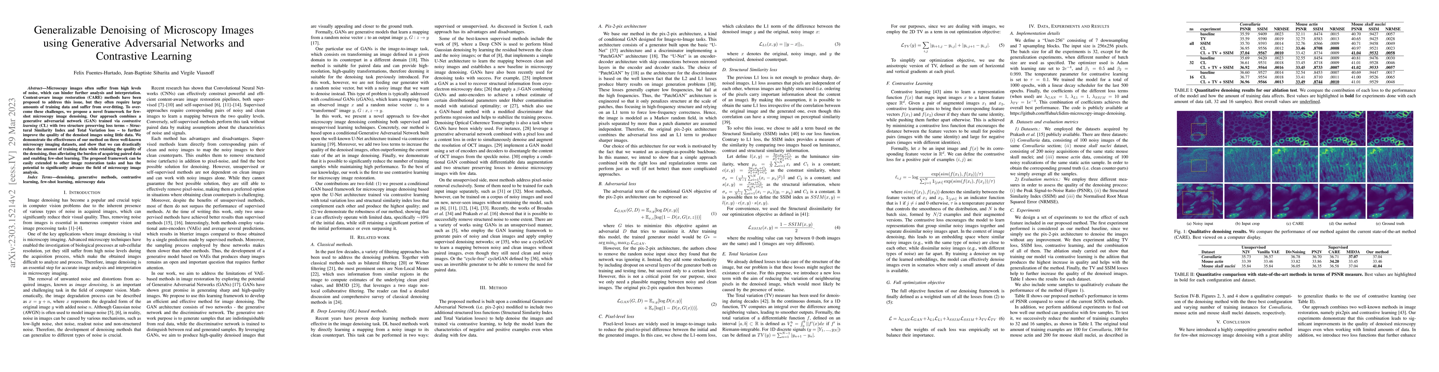 Thumbnail for Generalizable Denoising of Microscopy Images using Generative
  Adversarial Networks and Contrastive Learning