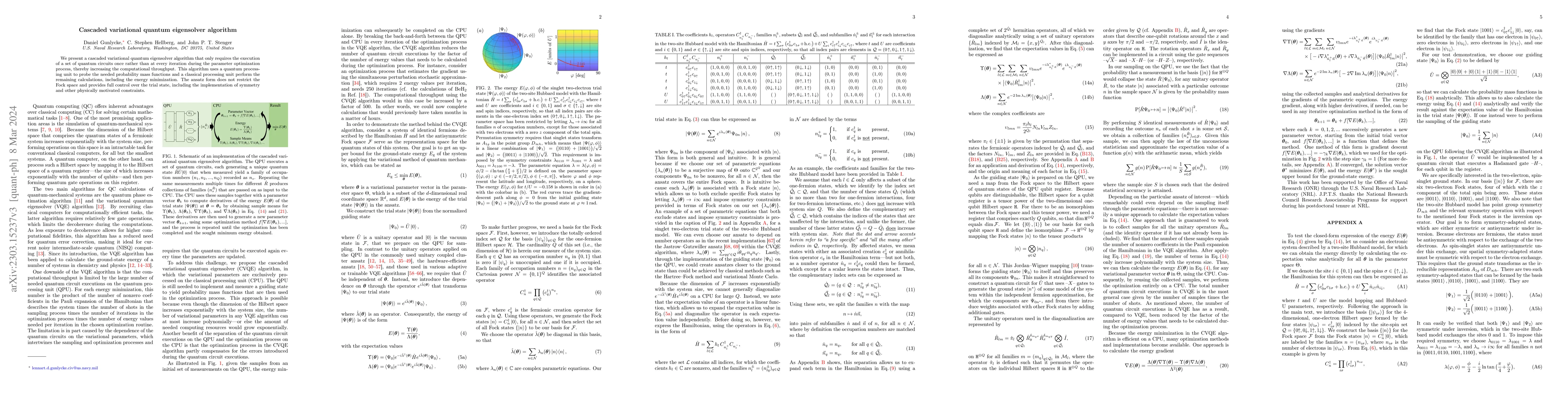 Thumbnail for Cascaded variational quantum eigensolver algorithm
