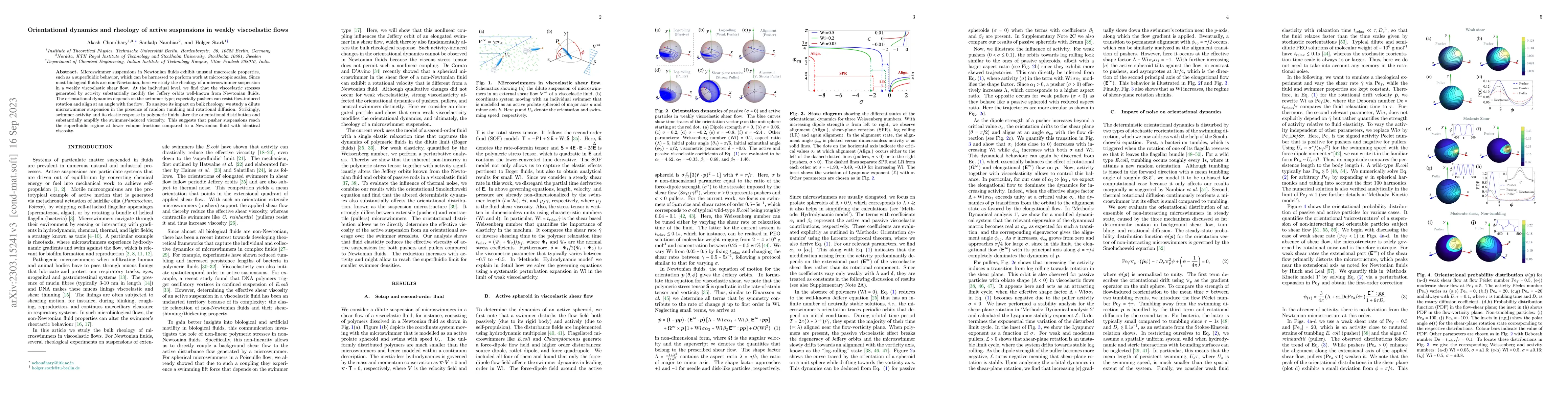 Thumbnail for Orientational dynamics and rheology of active suspensions in weakly
  viscoelastic flows