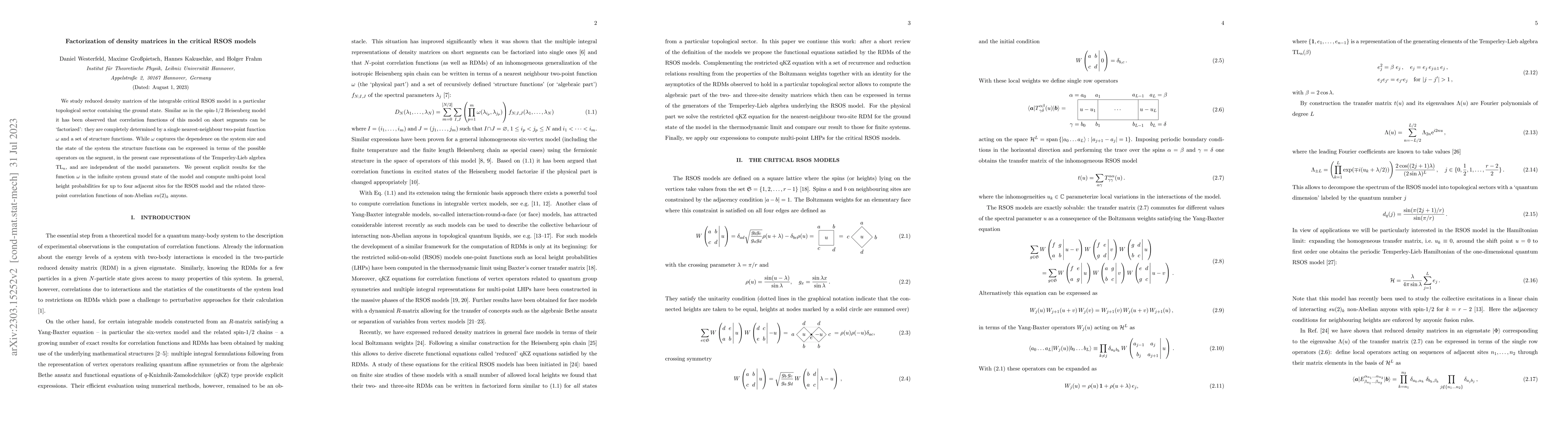 Thumbnail for Factorization of density matrices in the critical RSOS models