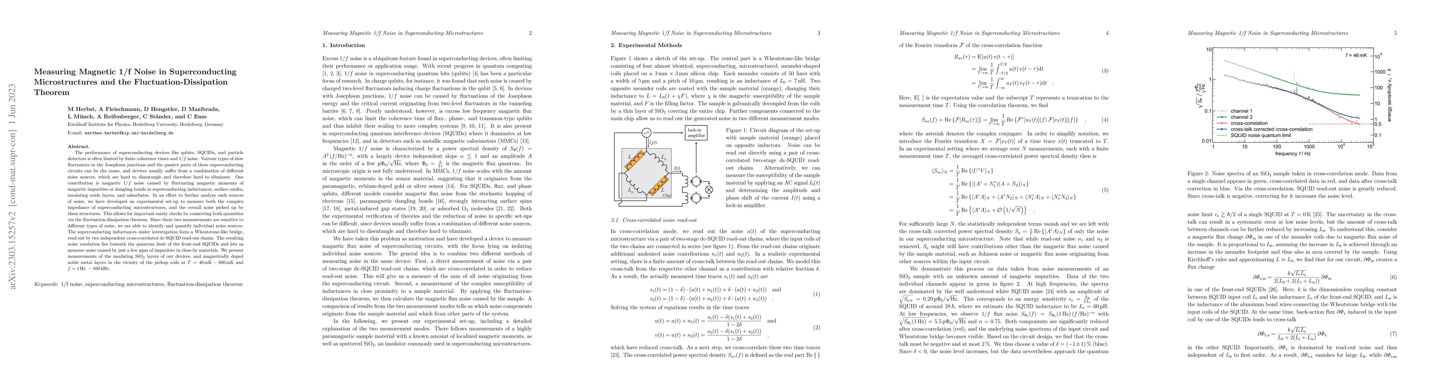 Thumbnail for Measuring Magnetic 1/f Noise in Superconducting Microstructures and the
  Fluctuation-Dissipation Theorem