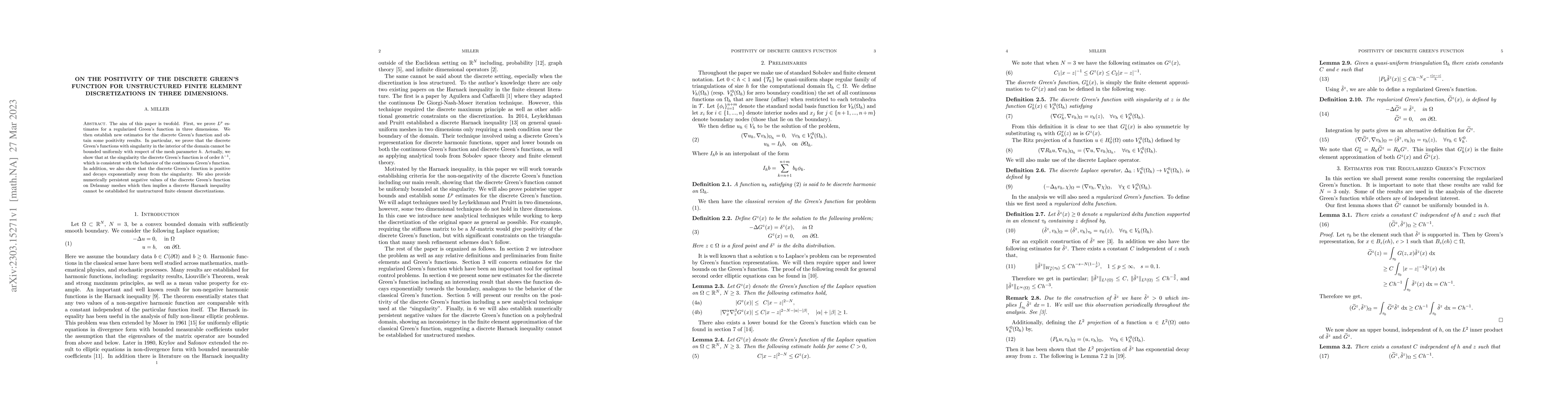 Thumbnail for On the Positivity of the Discrete Green's Function for Unstructured
  Finite Element Discretizations in Three Dimensions