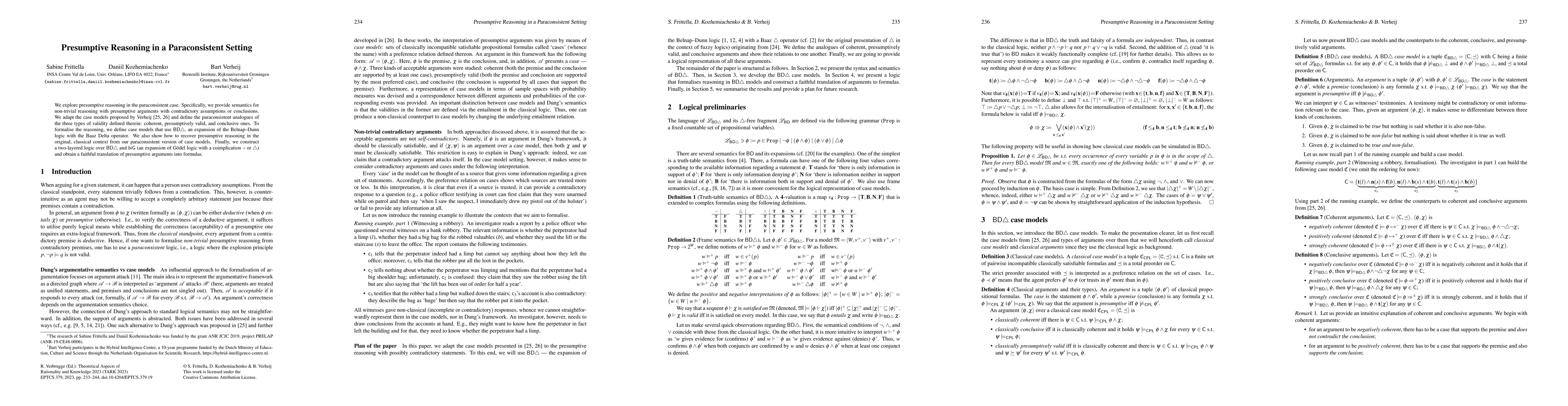 Thumbnail for Presumptive Reasoning in a Paraconsistent Setting