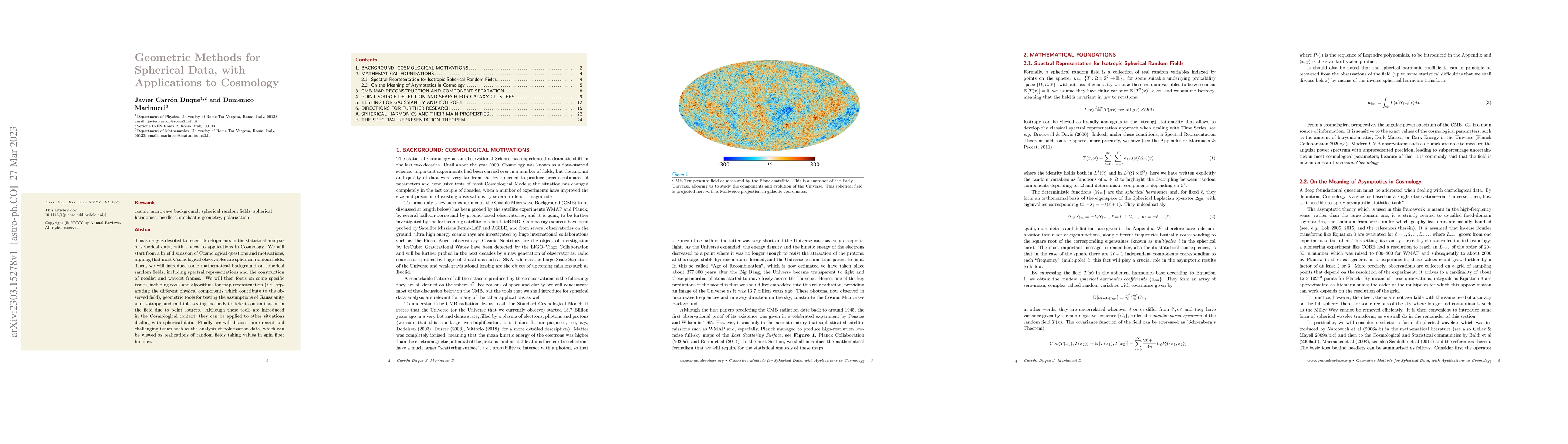 Thumbnail for Geometric Methods for Spherical Data, with Applications to Cosmology