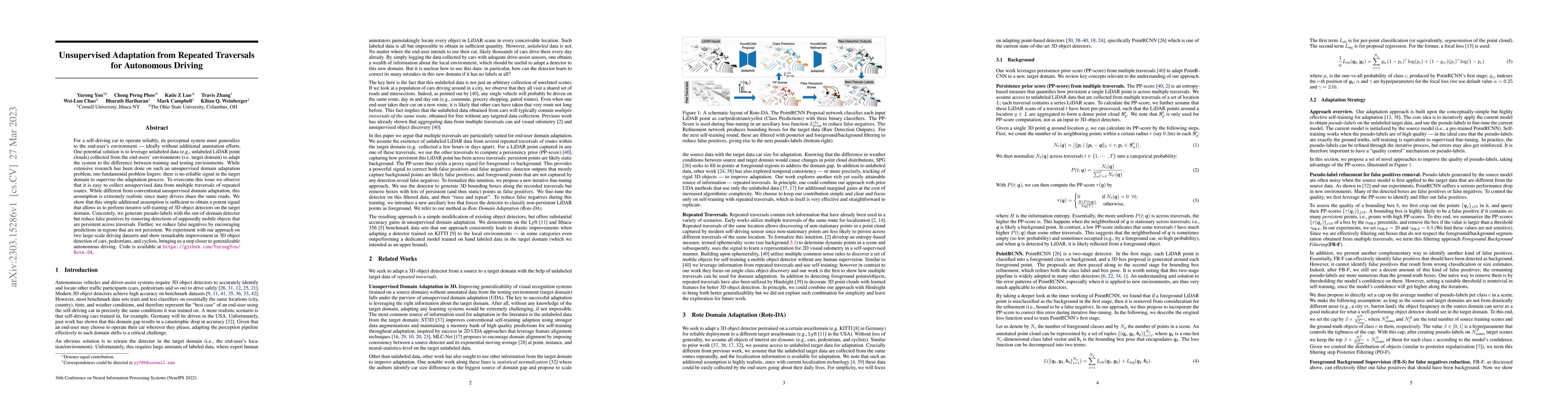 Thumbnail for Unsupervised Adaptation from Repeated Traversals for Autonomous Driving