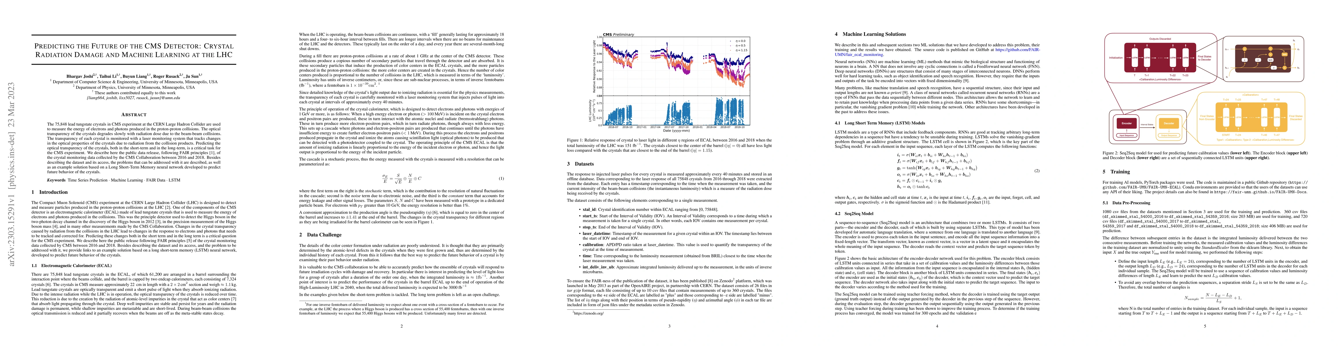 Thumbnail for Predicting the Future of the CMS Detector: Crystal Radiation Damage and
  Machine Learning at the LHC