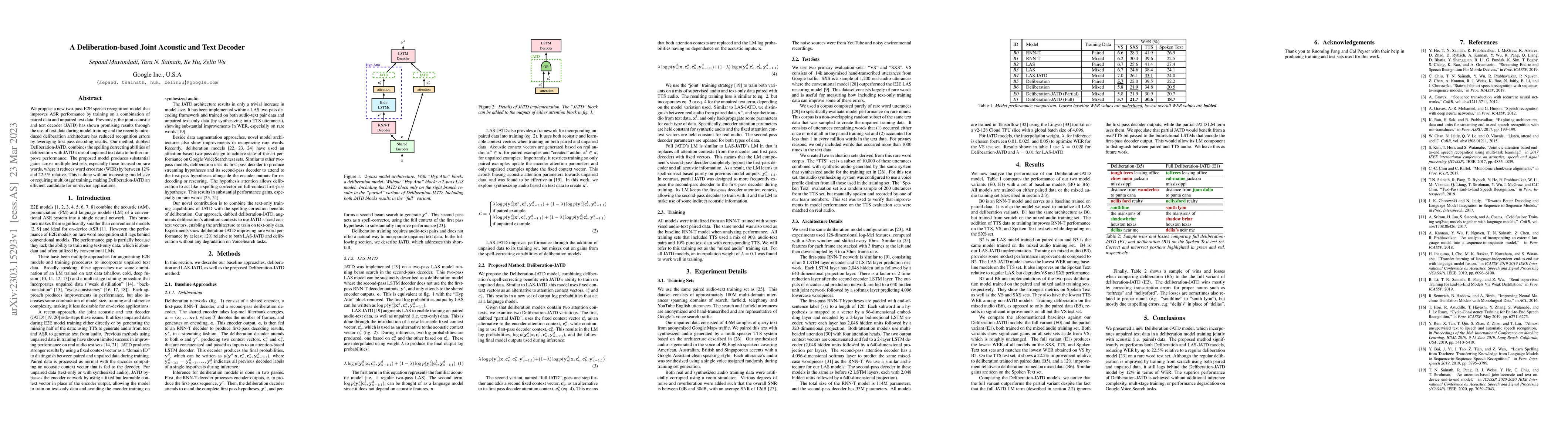 Thumbnail for A Deliberation-based Joint Acoustic and Text Decoder
