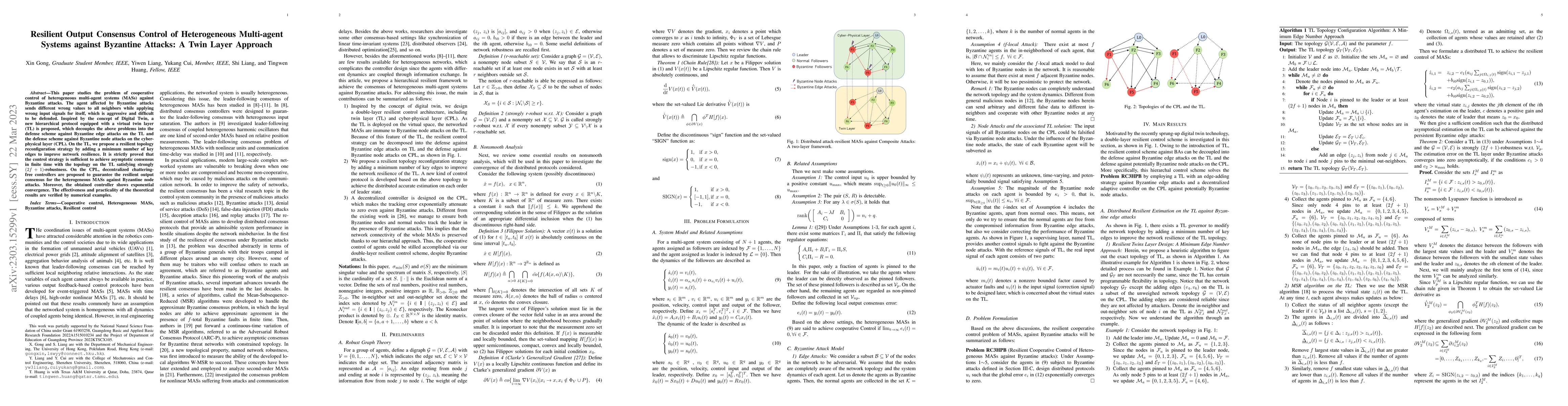 Thumbnail for Resilient Output Consensus Control of Heterogeneous Multi-agent Systems
  against Byzantine Attacks: A Twin Layer Approach