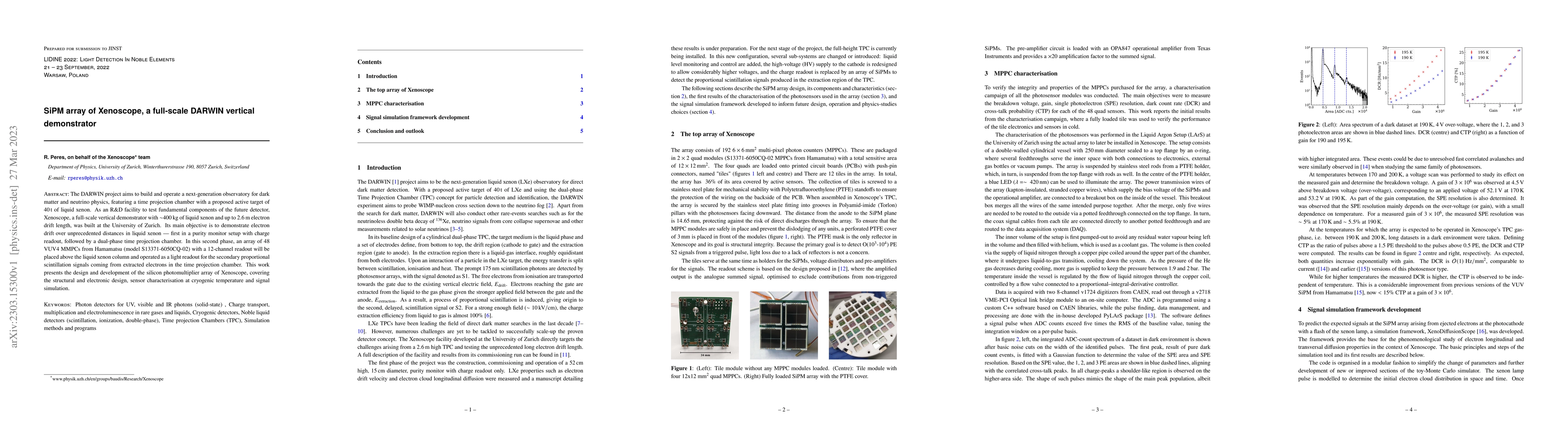 Thumbnail for SiPM array of Xenoscope, a full-scale DARWIN vertical demonstrator