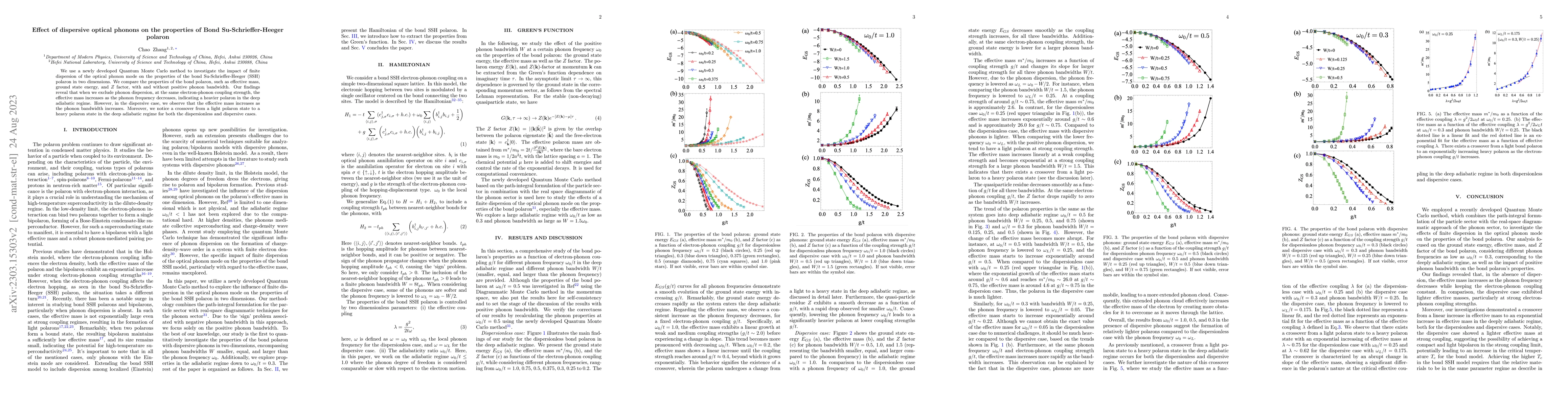 Thumbnail for Effect of dispersive optical phonons on the properties of Bond
  Su-Schrieffer-Heeger polaron