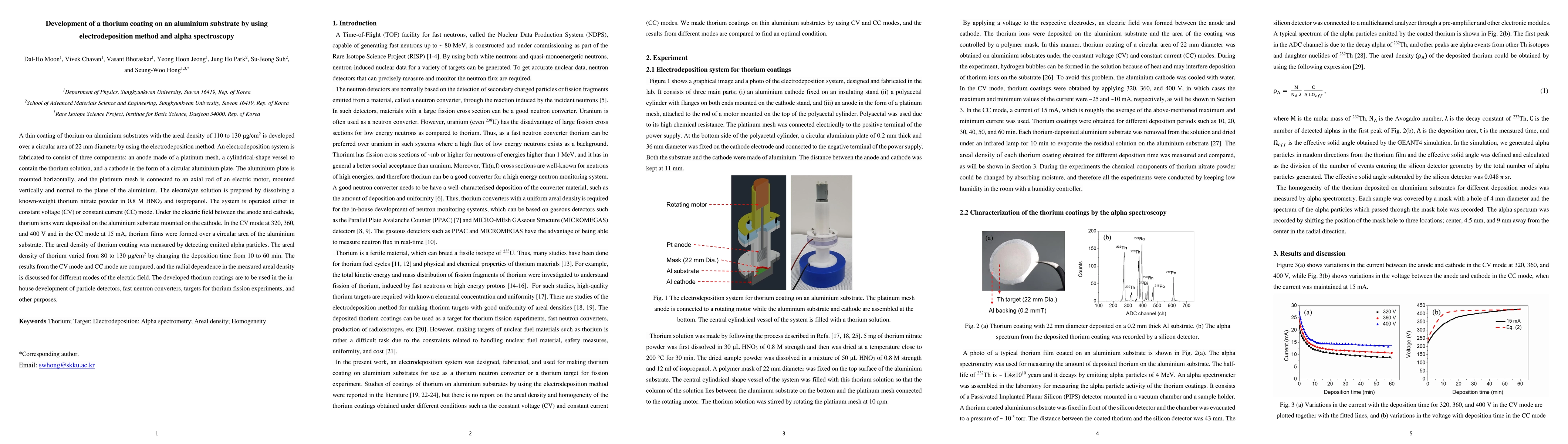 Thumbnail for Development of a thorium coating on an aluminium substrate by using
  electrodeposition method and alpha spectroscopy