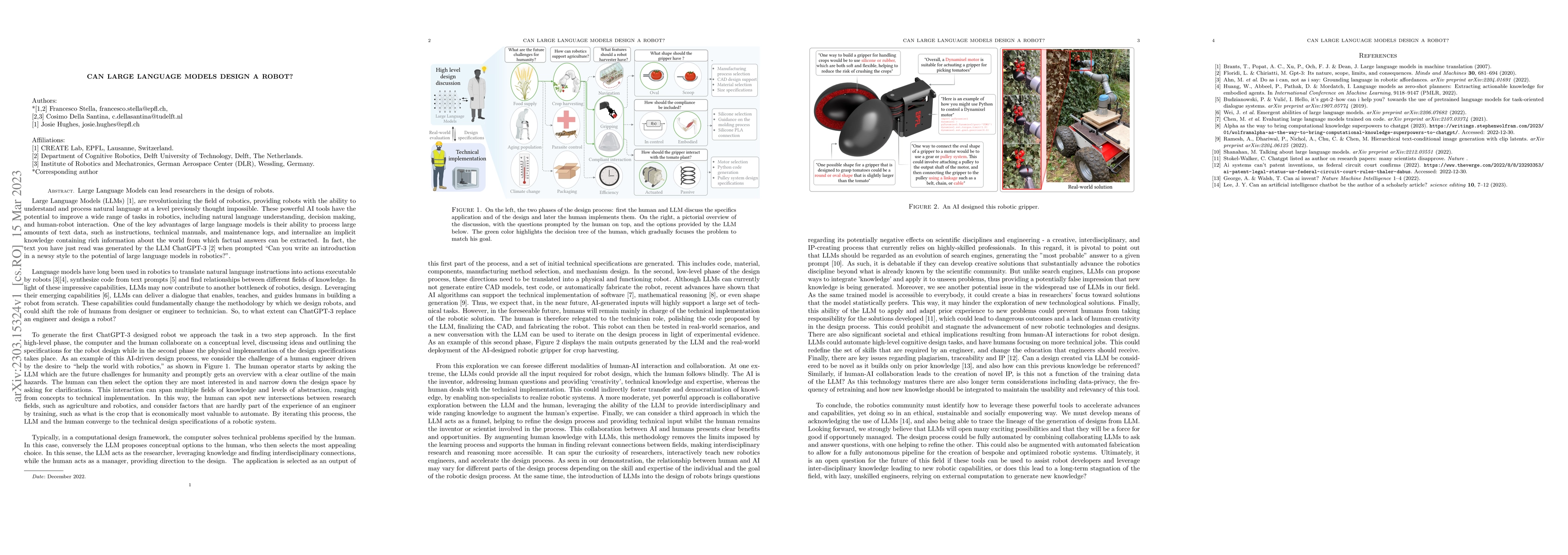 Thumbnail for Can Large Language Models design a Robot?