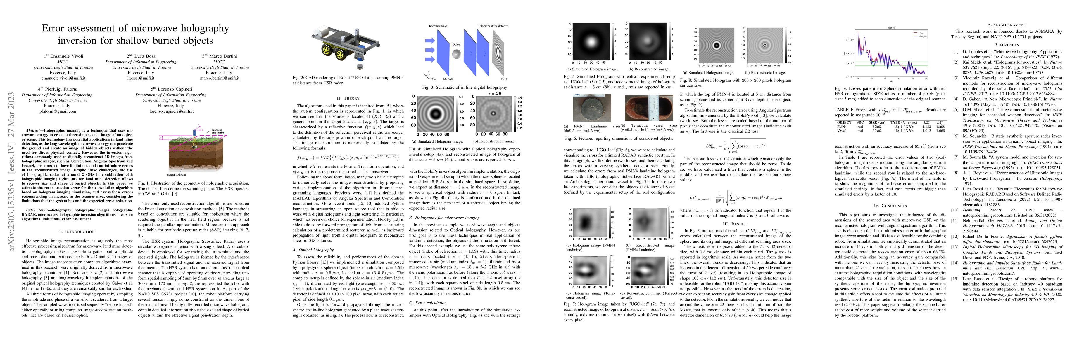 Thumbnail for Error assessment of microwave holography inversion for shallow buried
  objects