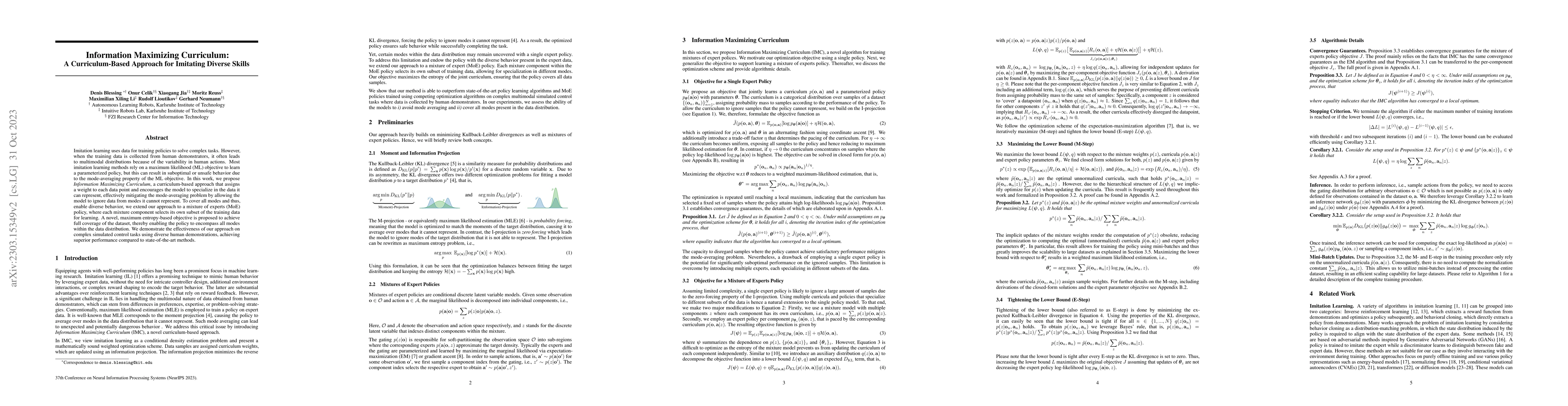 Thumbnail for Information Maximizing Curriculum: A Curriculum-Based Approach for
  Imitating Diverse Skills