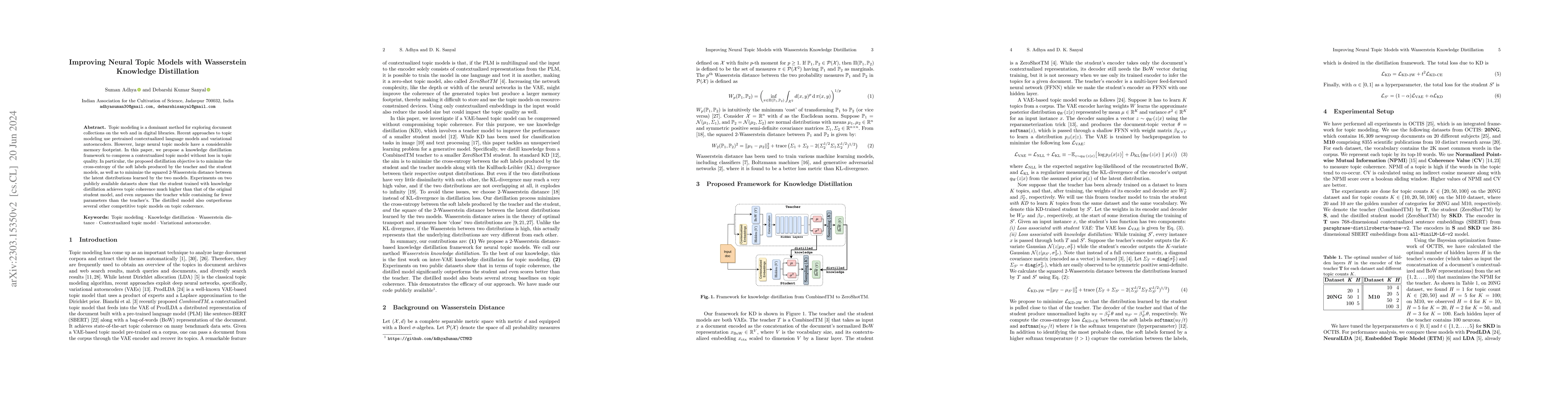 Thumbnail for Improving Neural Topic Models with Wasserstein Knowledge Distillation