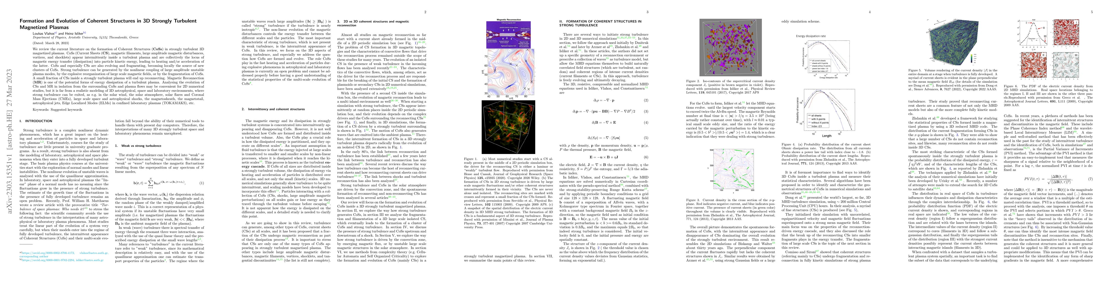 Thumbnail for Formation and Evolution of Coherent Structures in 3D Strongly Turbulent
  Magnetized Plasmas
