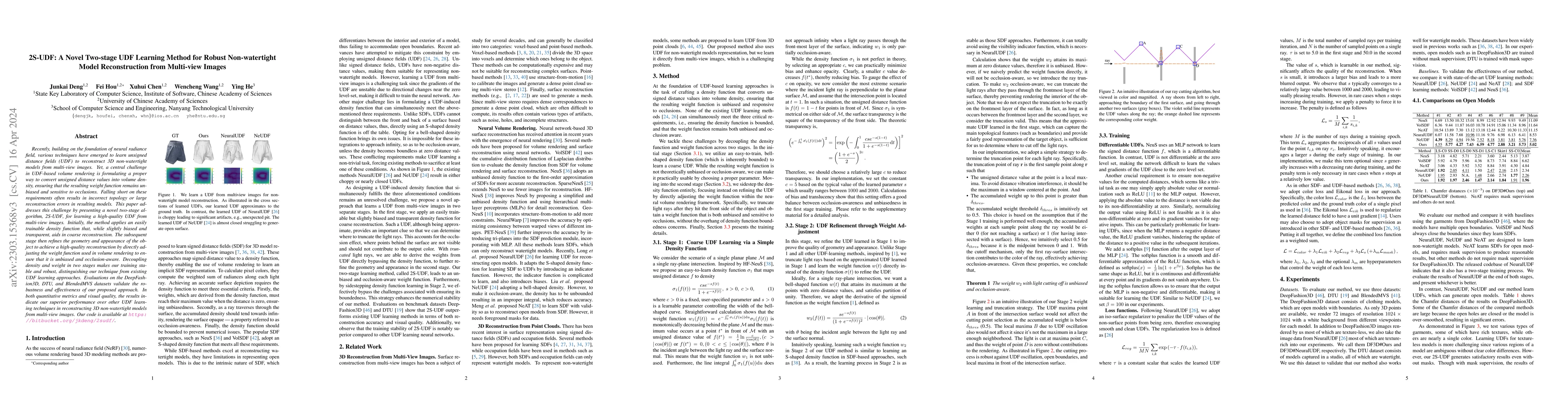 Thumbnail for 2S-UDF: A Novel Two-stage UDF Learning Method for Robust Non-watertight
  Model Reconstruction from Multi-view Images