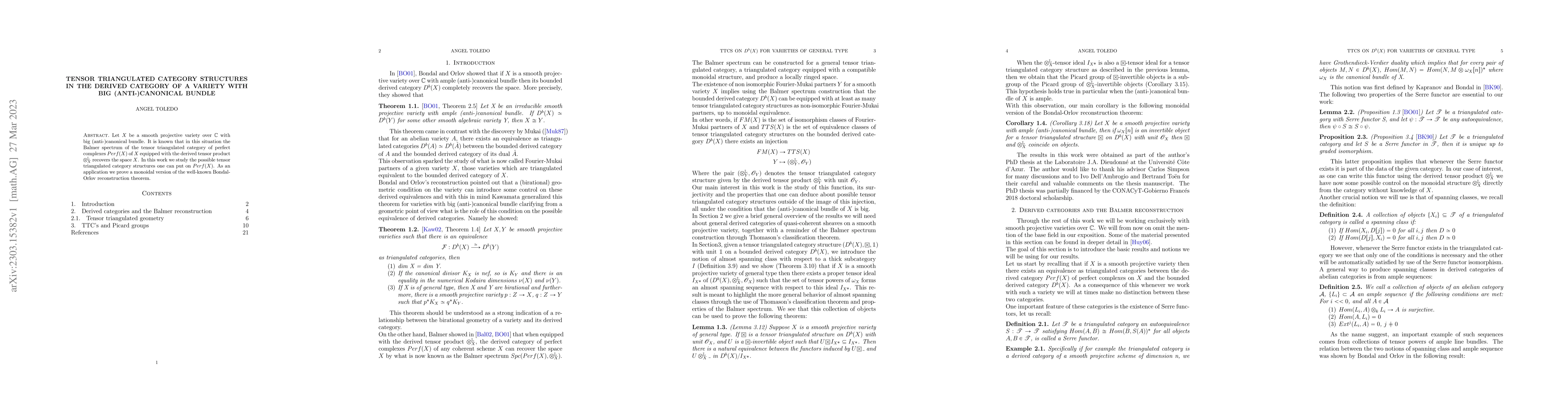 Thumbnail for Tensor triangulated category structures in the derived category of a
  variety with big (anti-)canonical bundle