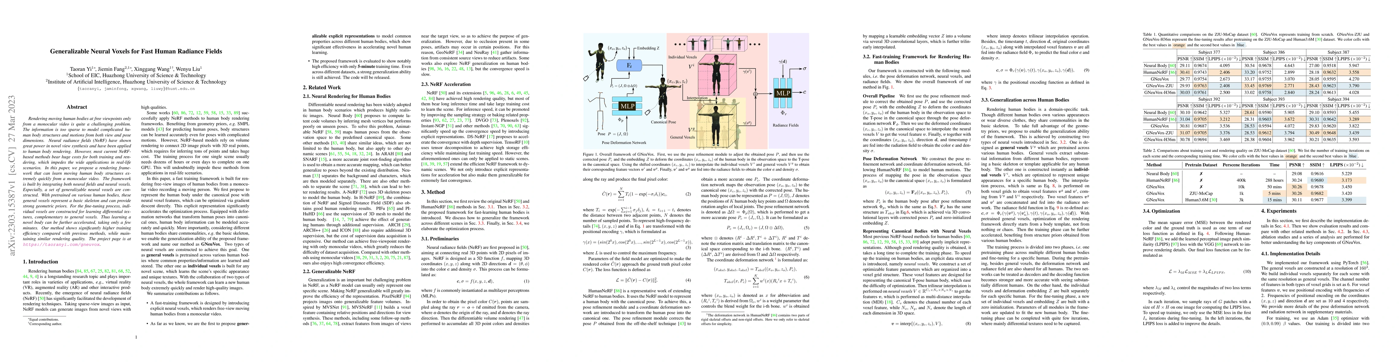 Thumbnail for Generalizable Neural Voxels for Fast Human Radiance Fields