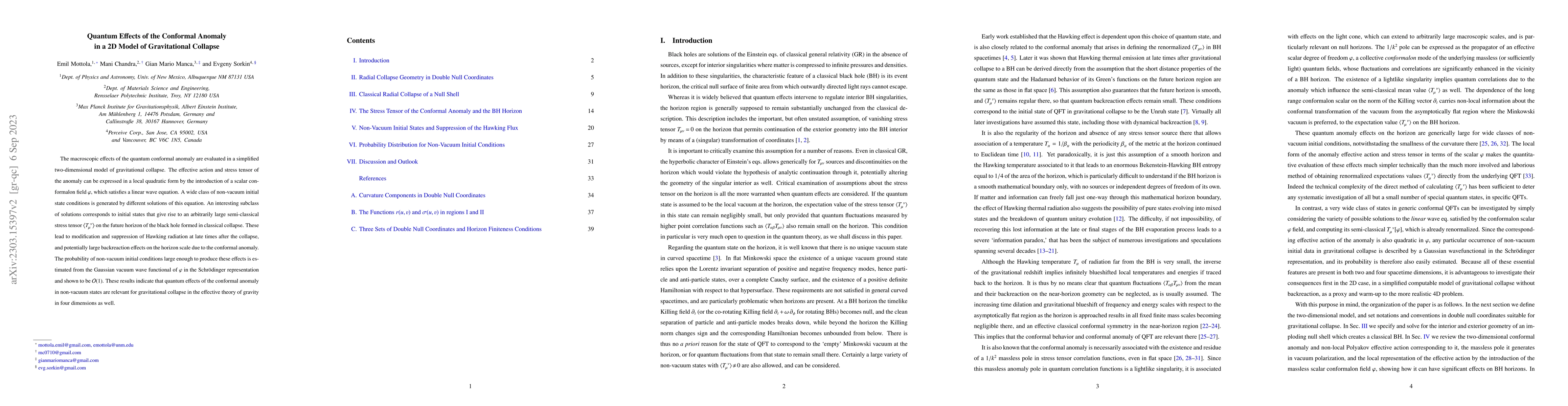 Thumbnail for Quantum Effects of the Conformal Anomaly in a 2D Model of Gravitational
  Collapse
