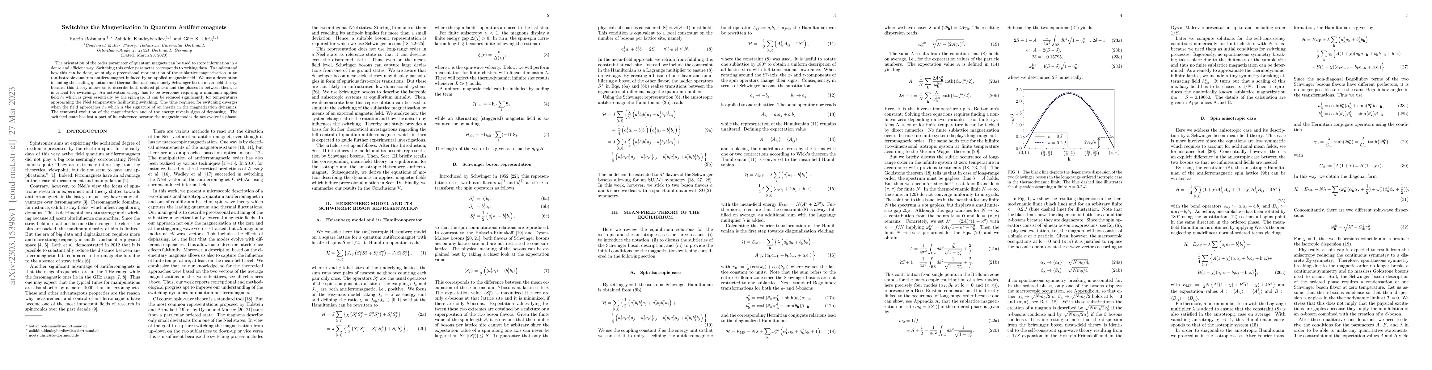 Thumbnail for Switching the Magnetization in Quantum Antiferromagnets