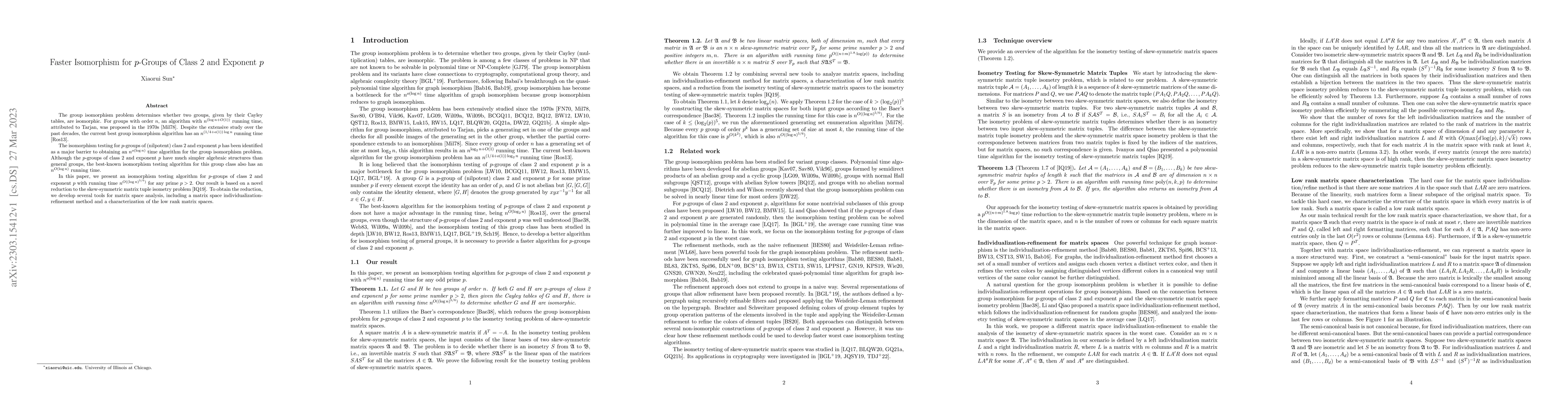 Thumbnail for Faster Isomorphism for $p$-Groups of Class 2 and Exponent $p$