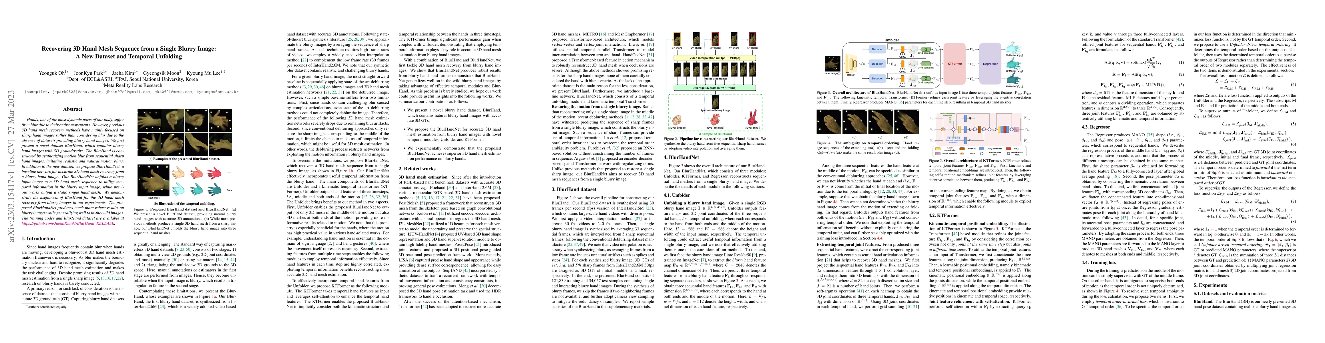Thumbnail for Recovering 3D Hand Mesh Sequence from a Single Blurry Image: A New
  Dataset and Temporal Unfolding