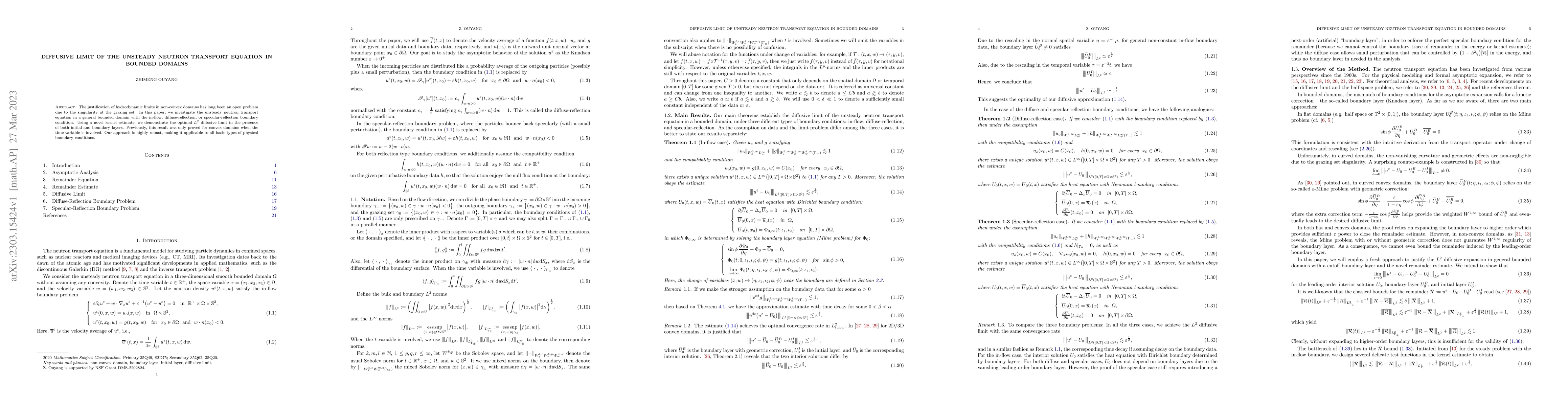 Thumbnail for Diffusive Limit of the Unsteady Neutron Transport Equation in Bounded
  Domains
