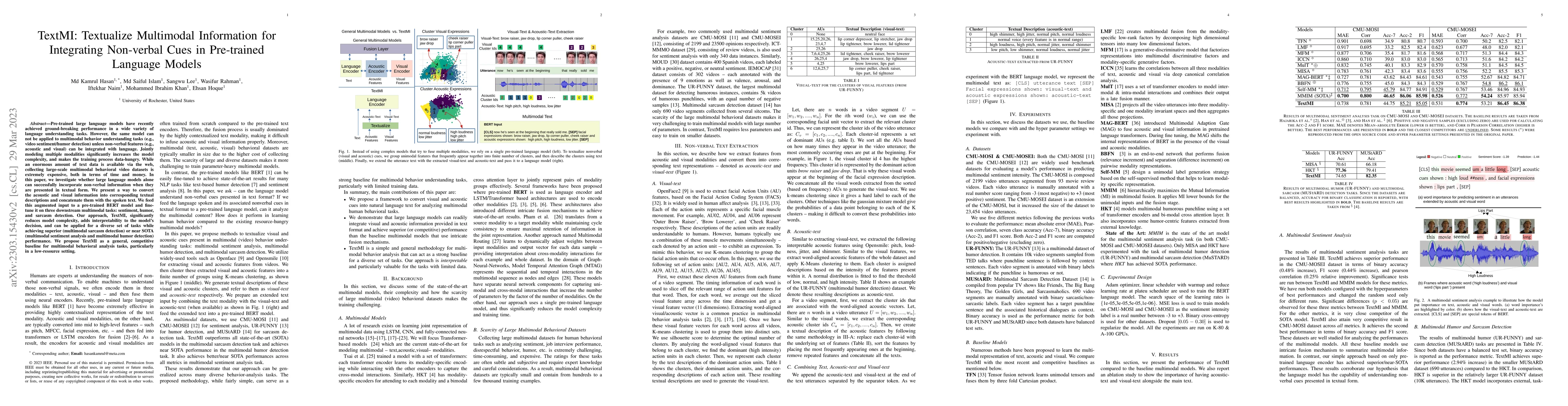 Thumbnail for TextMI: Textualize Multimodal Information for Integrating Non-verbal
  Cues in Pre-trained Language Models
