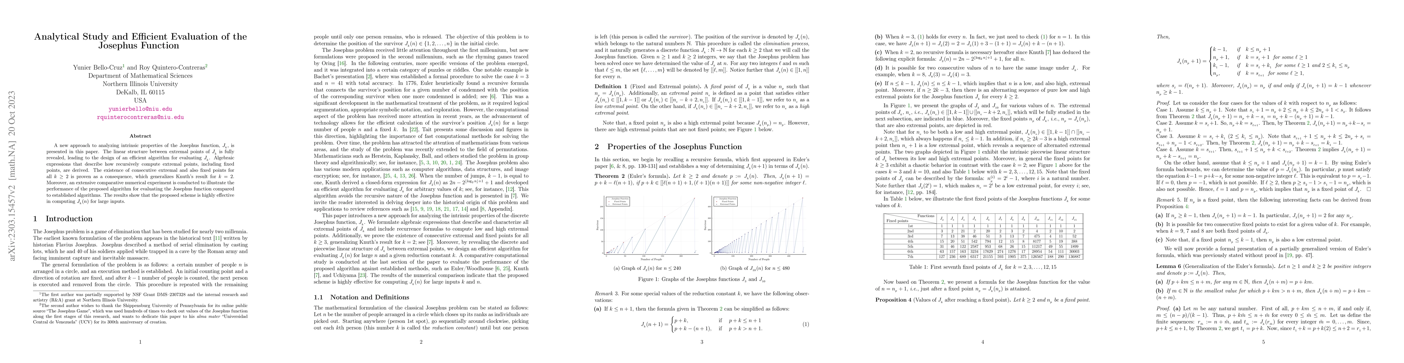 Thumbnail for Analytical Study and Efficient Evaluation of the Josephus Function
