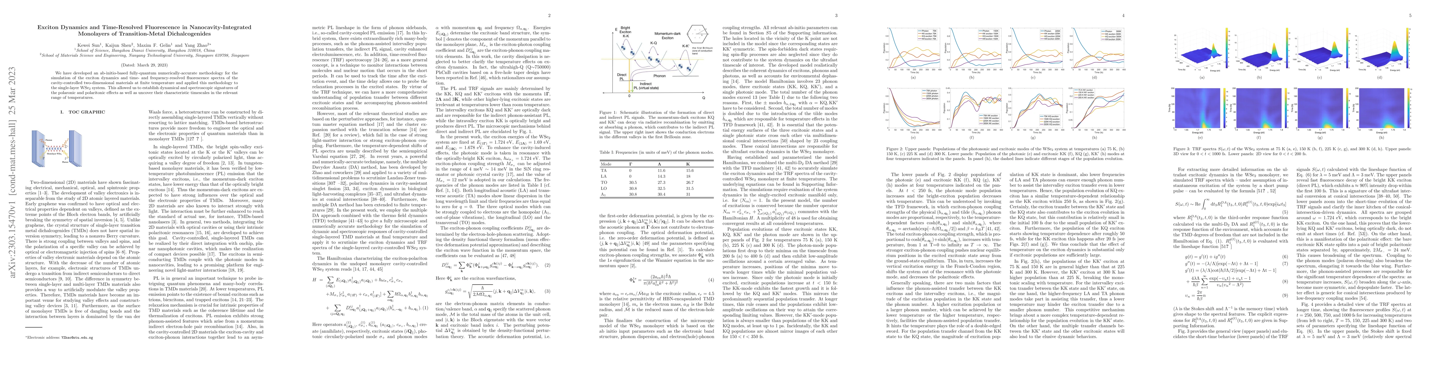 Thumbnail for Exciton Dynamics and Time-Resolved Fluorescence in Nanocavity-Integrated
  Monolayers of Transition-Metal Dichalcogenides