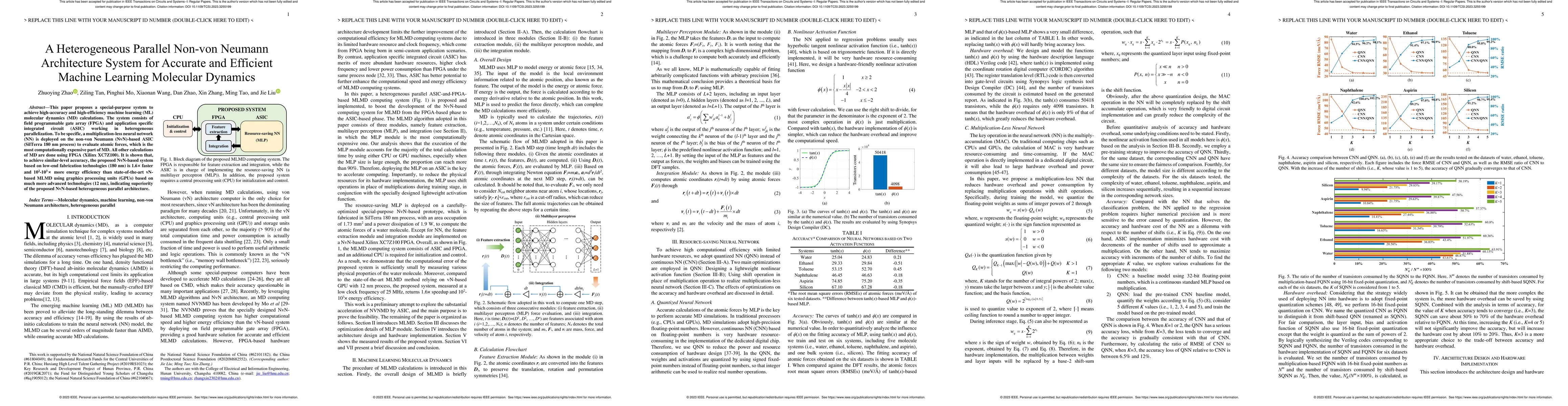 Thumbnail for A Heterogeneous Parallel Non-von Neumann Architecture System for
  Accurate and Efficient Machine Learning Molecular Dynamics