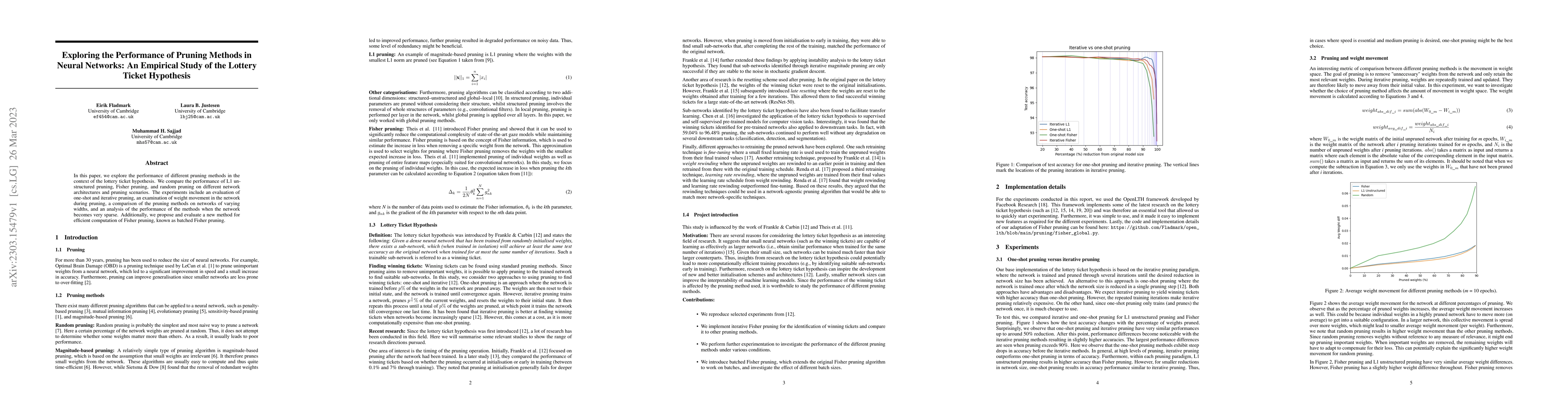 Thumbnail for Exploring the Performance of Pruning Methods in Neural Networks: An
  Empirical Study of the Lottery Ticket Hypothesis