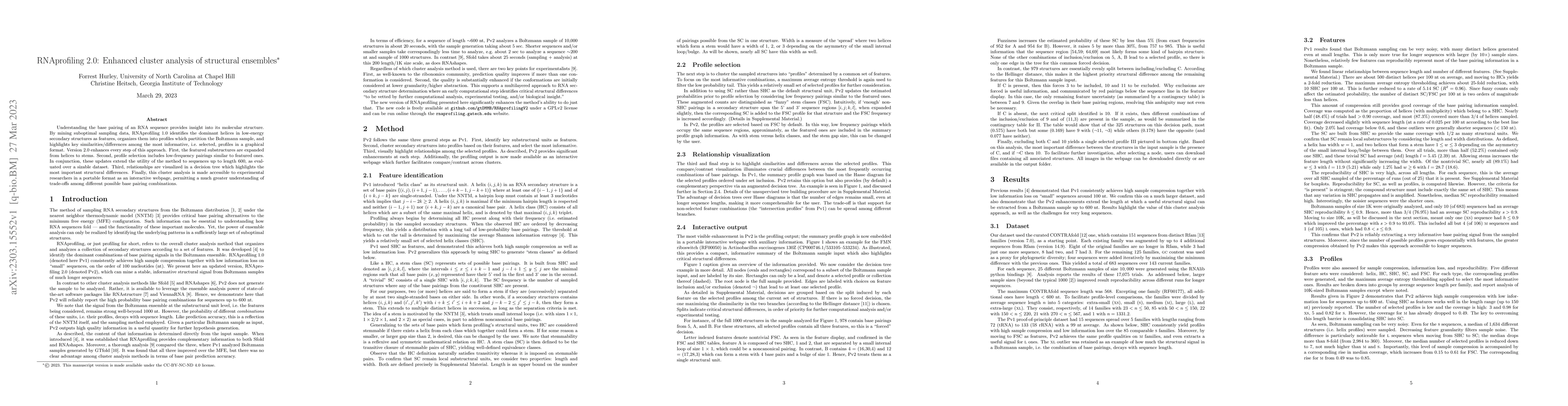 Thumbnail for RNAprofiling 2.0: Enhanced cluster analysis of structural ensembles